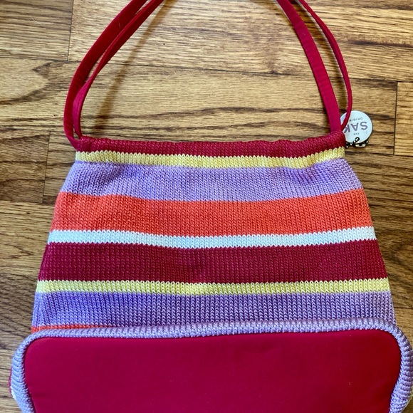 The Sak Tulip Bag/Purse in Caribbean Stripe Red. - Picture 2 of 8